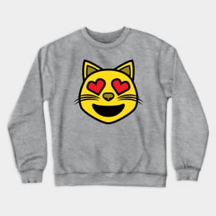 Cat Love Emoji Eyes - Cat Lover Cats Crewneck Sweatshirt